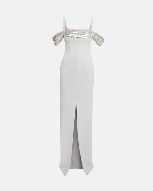 Dilek Stone Grey Long Dress