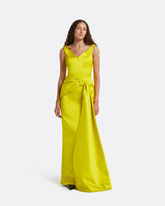 Akbel Chartreuse Long Dress