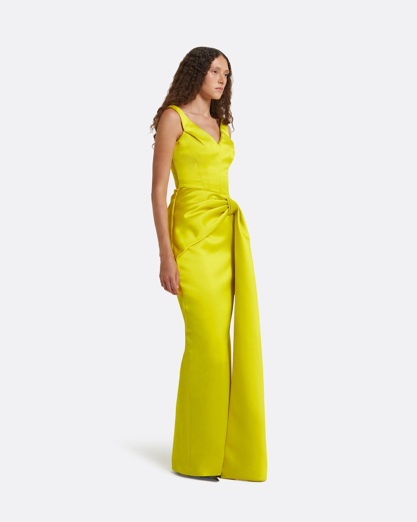 Akbel Chartreuse Long Dress