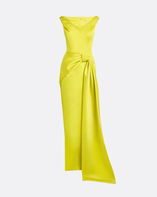 Akbel Chartreuse Long Dress