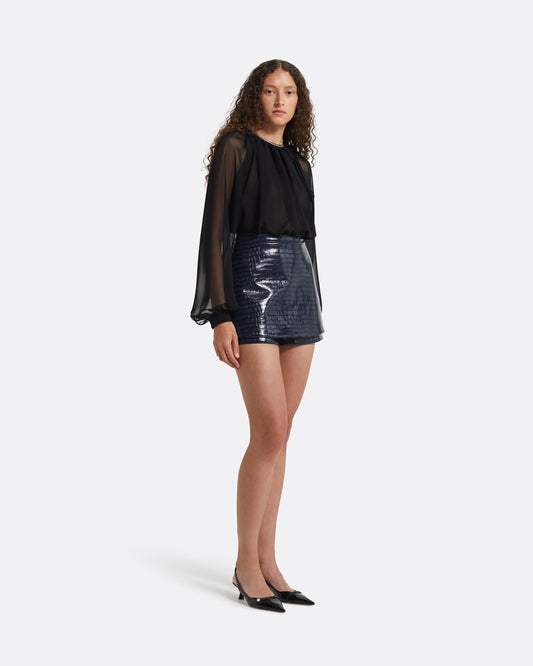 Matilda Navy Croc Skirt