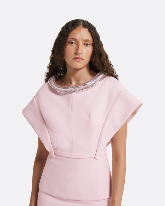 Silvia Barely Pink Embroidered Top
