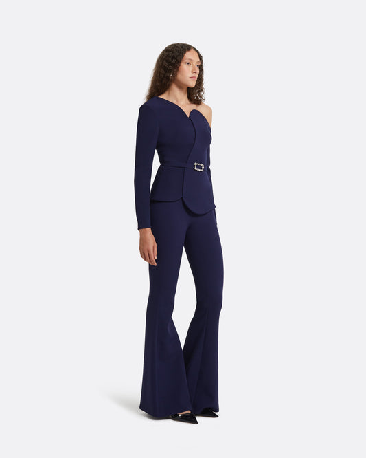 Adil Azurite Blue Top With Embroidered Belt