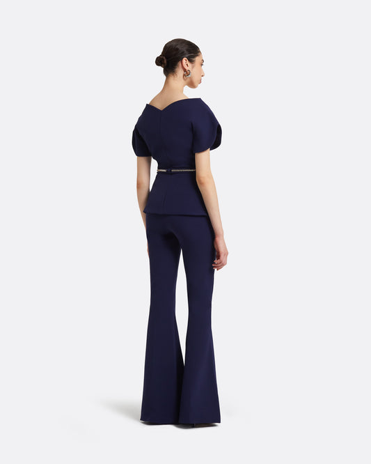 Finty Azurite Blue Top With Embroidered Belt