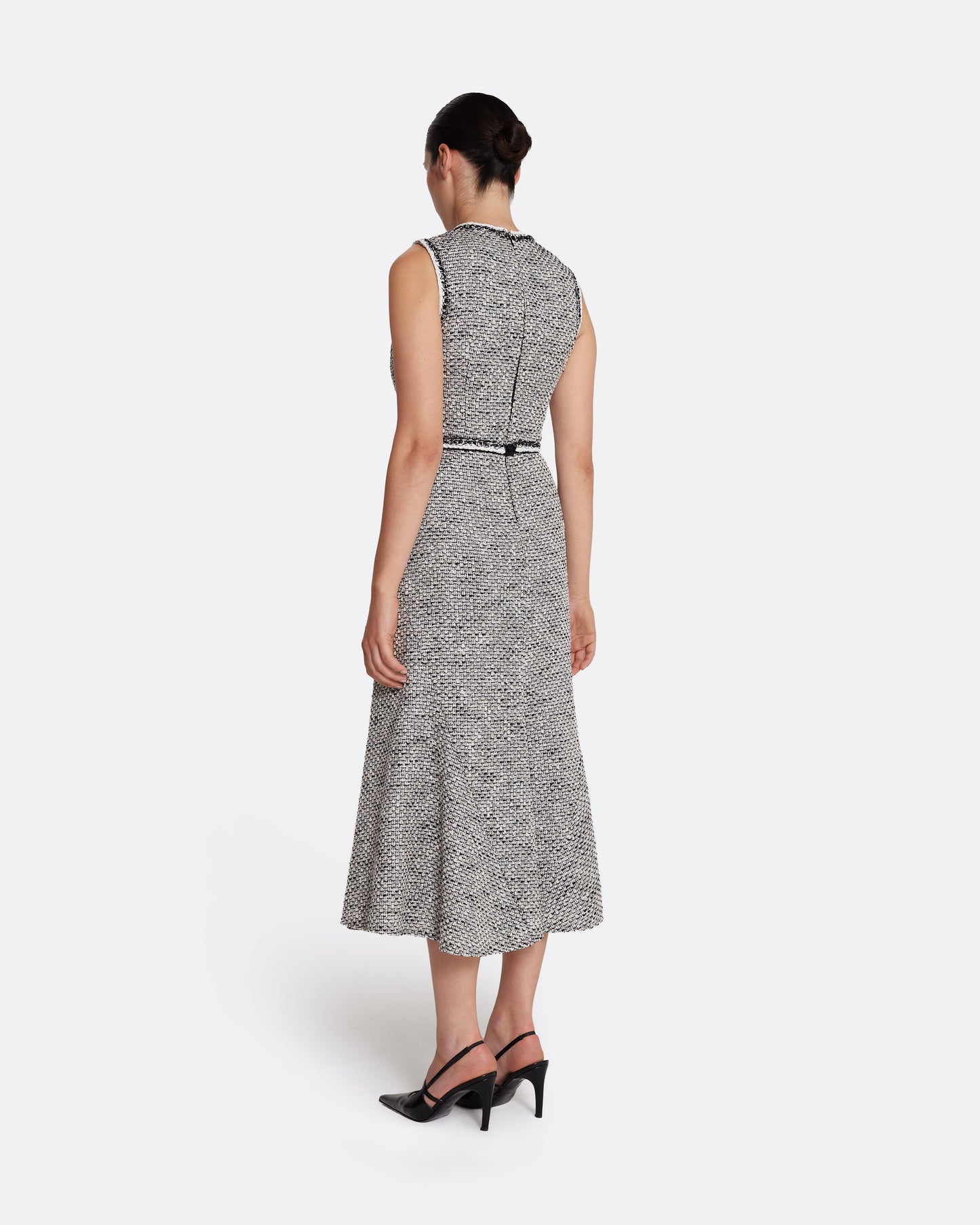 Sleeveless A-line midi dress  in GREYSCALE WITH GREYSCALE
