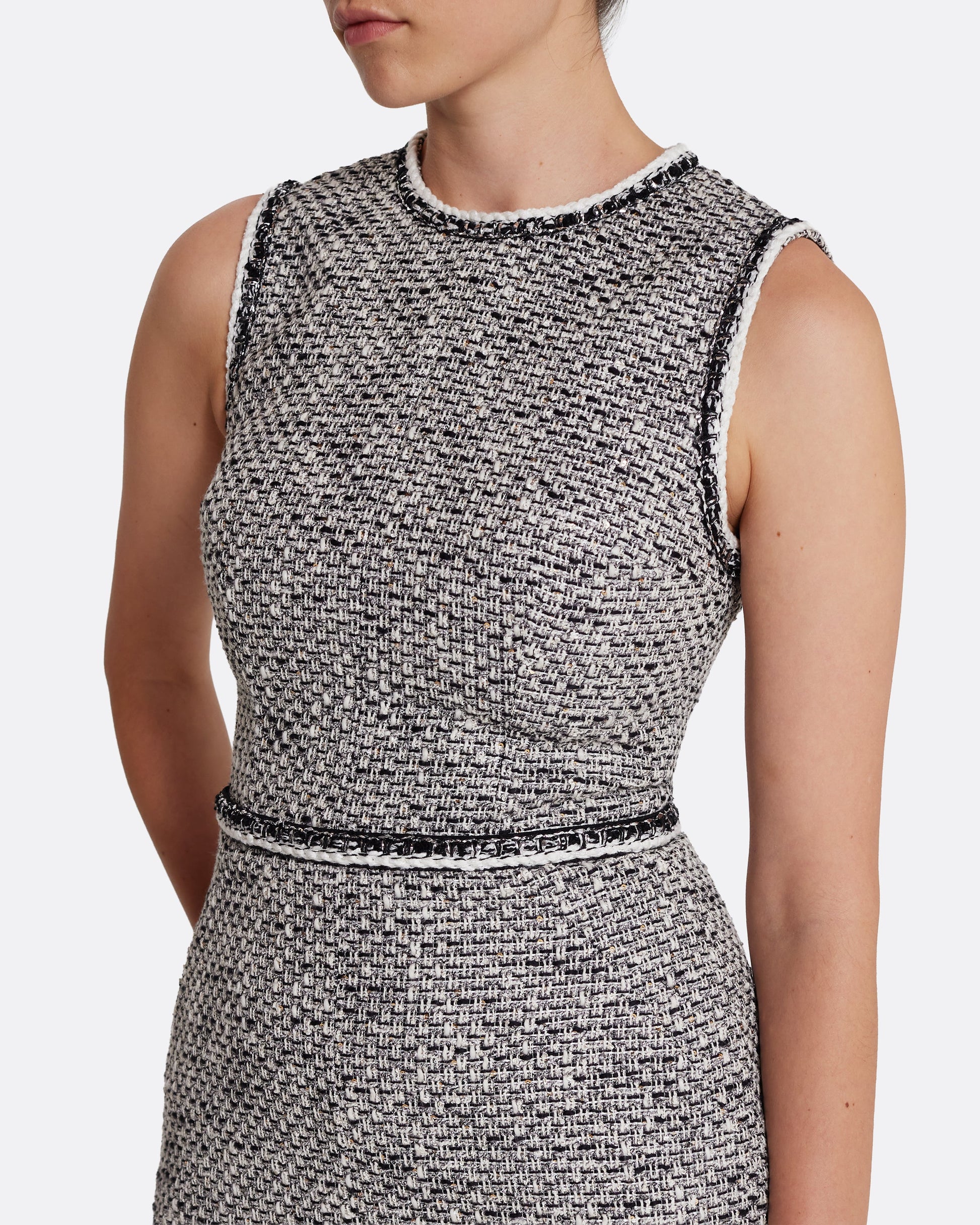 Sleeveless A-line midi dress  in GREYSCALE WITH GREYSCALE
