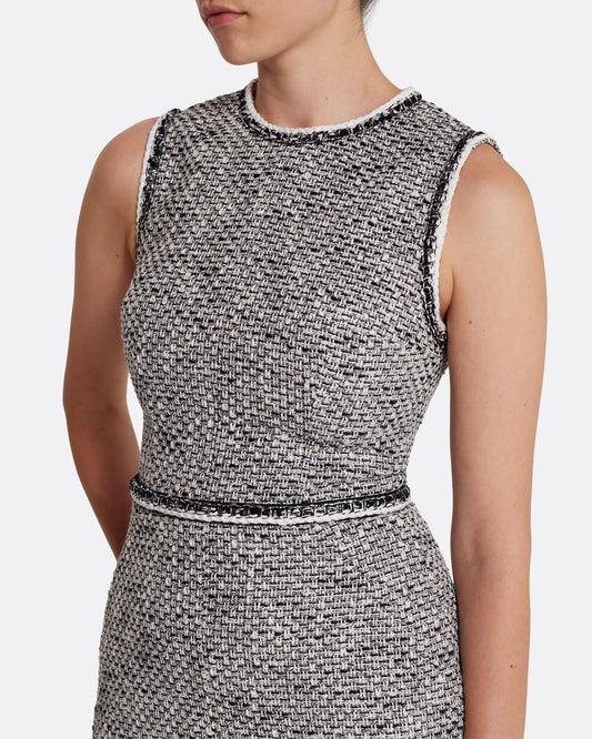 Sleeveless A-line midi dress  in GREYSCALE WITH GREYSCALE