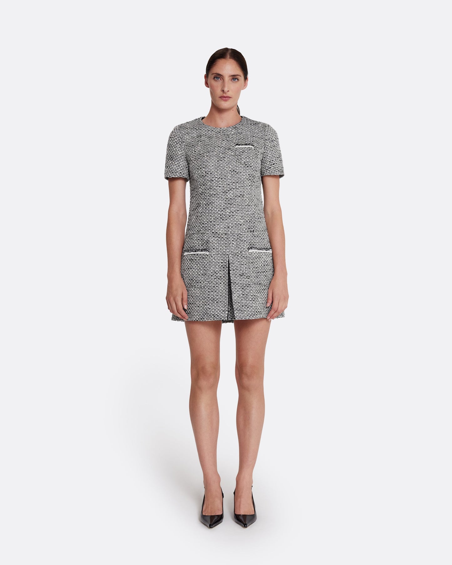 short sleeve midi dress in GREYSCALE WITH GREYSCALE