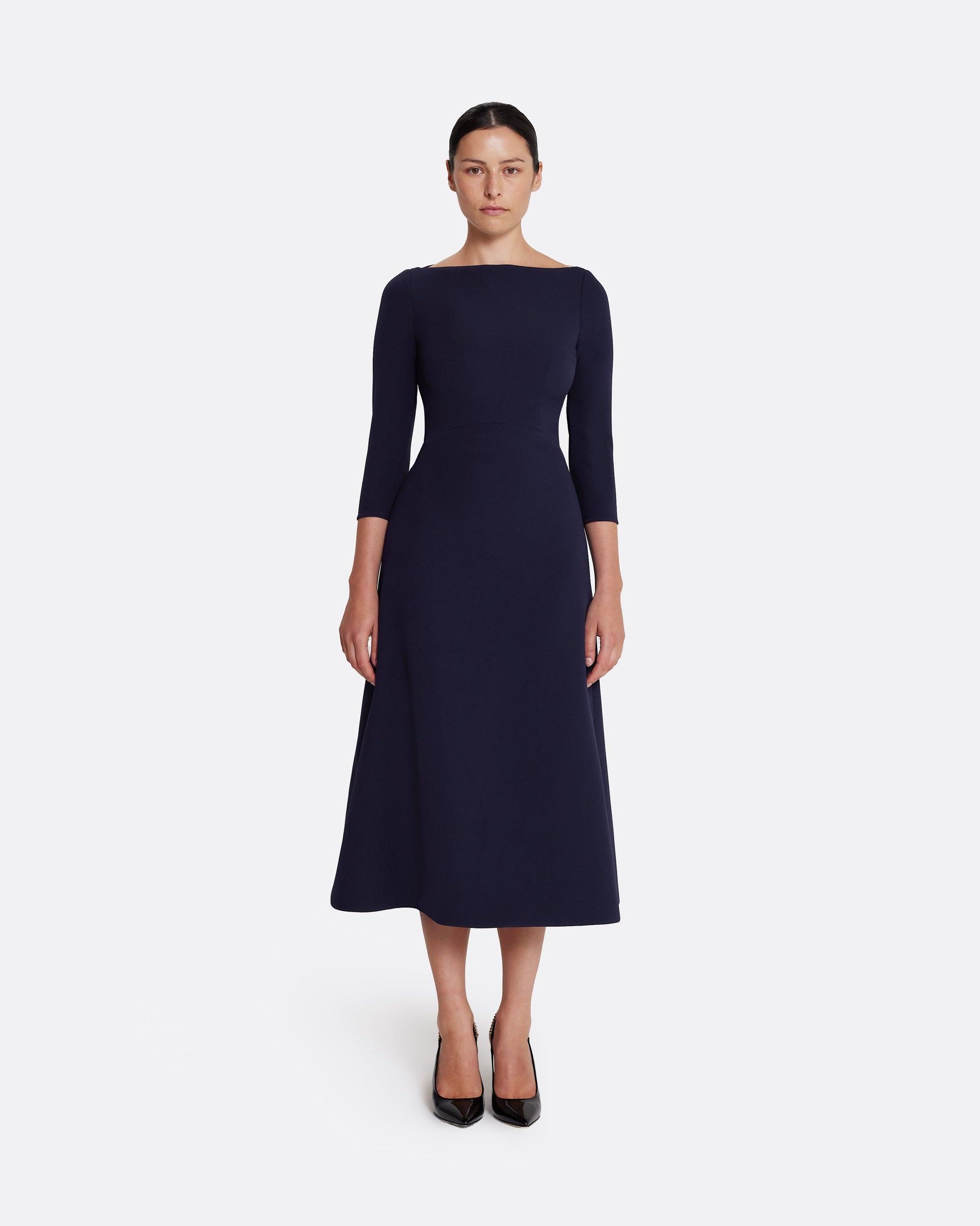 Long sleeve midi dress in AZURITE