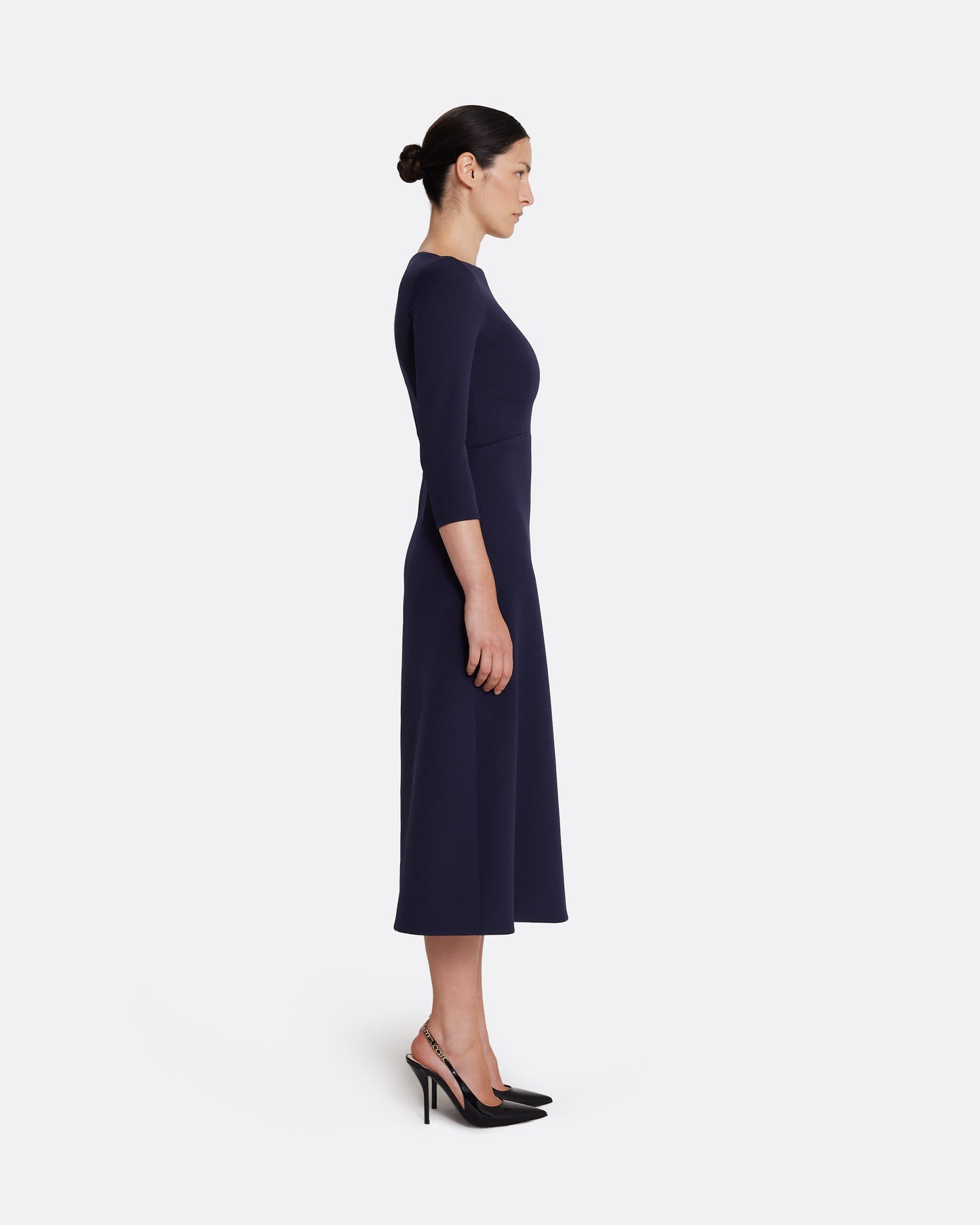 Long sleeve midi dress in AZURITE