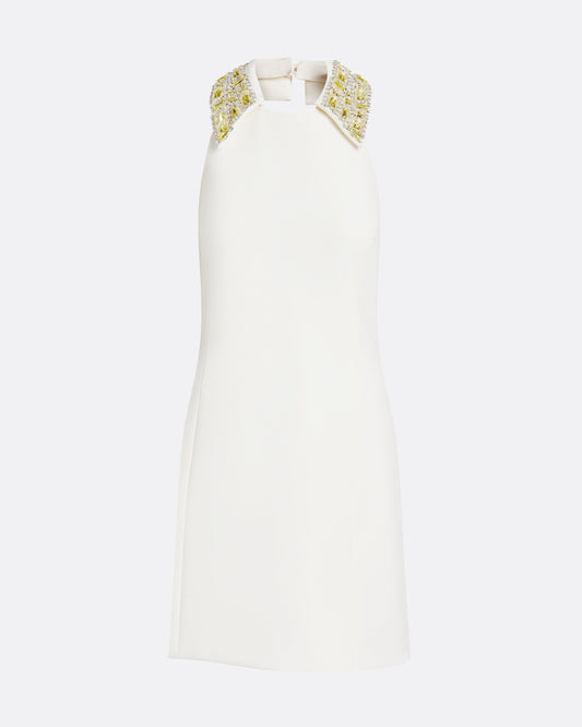 A line short dress  in IVORY WITH GOLD