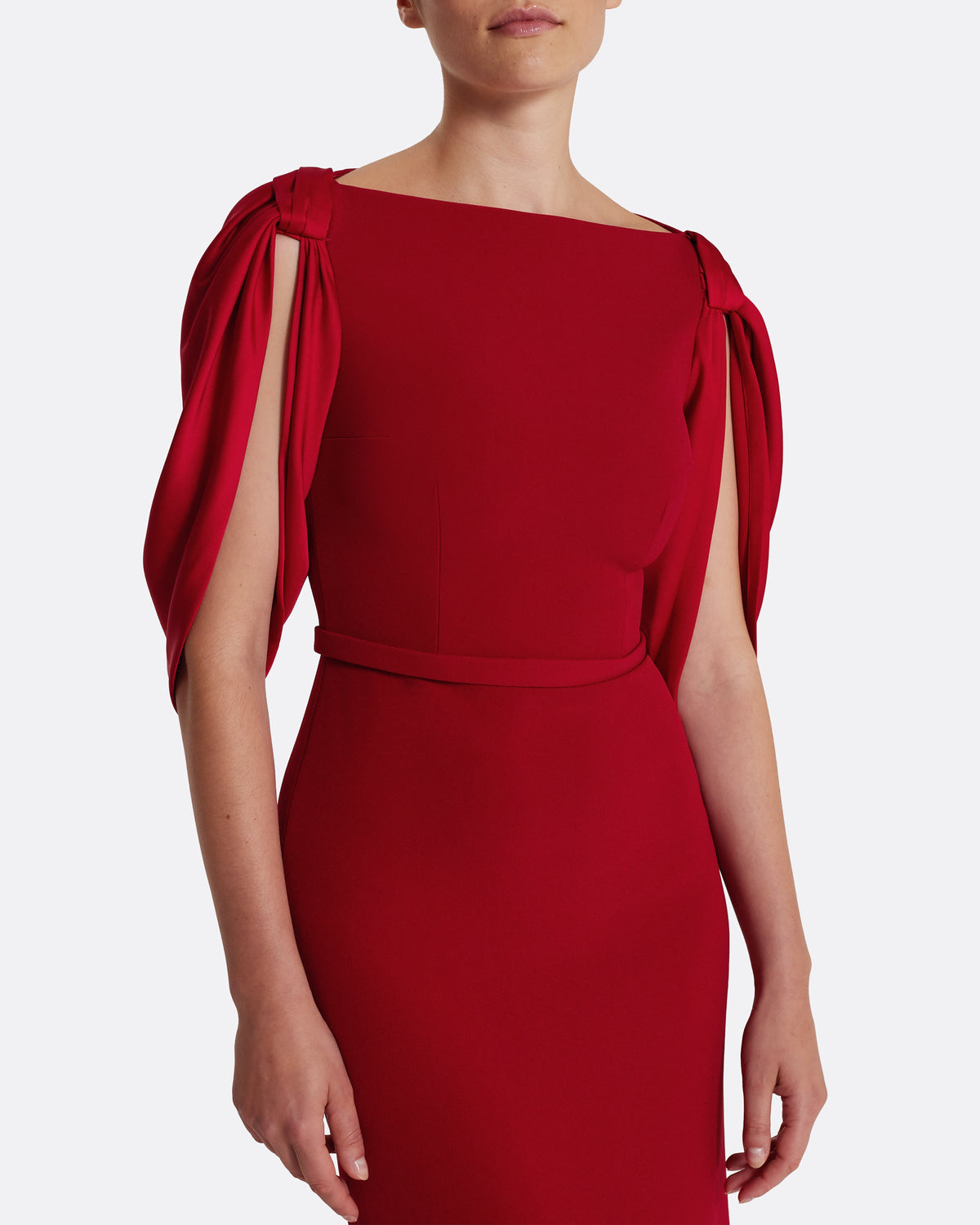 Mimi Long Dress in Cherry Red on Azalea Red
