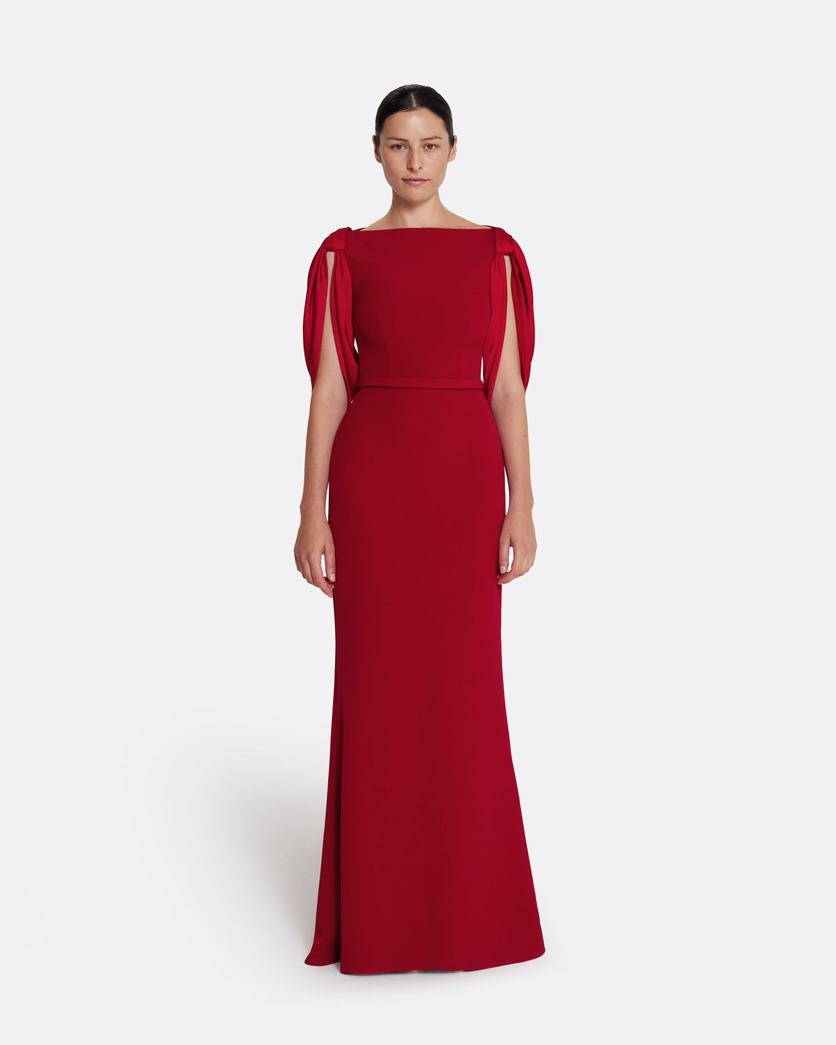 Mimi Long Dress in Cherry Red on Azalea Red