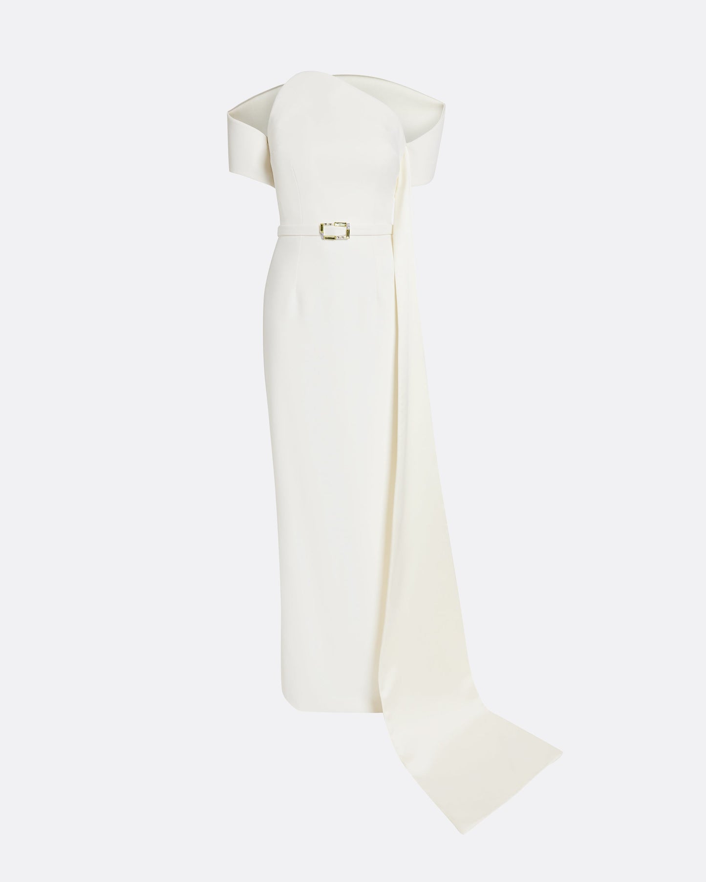 Giorgia Long Dress in Ivory with Embellished Belt