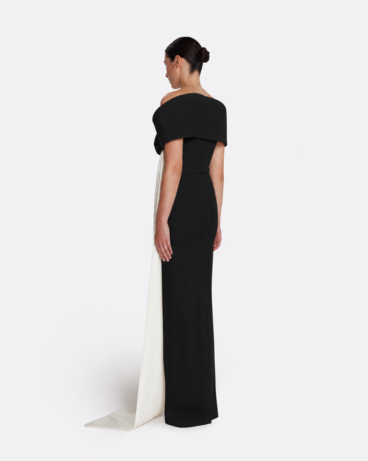 Giorgia Long Dress in Black & Ivory