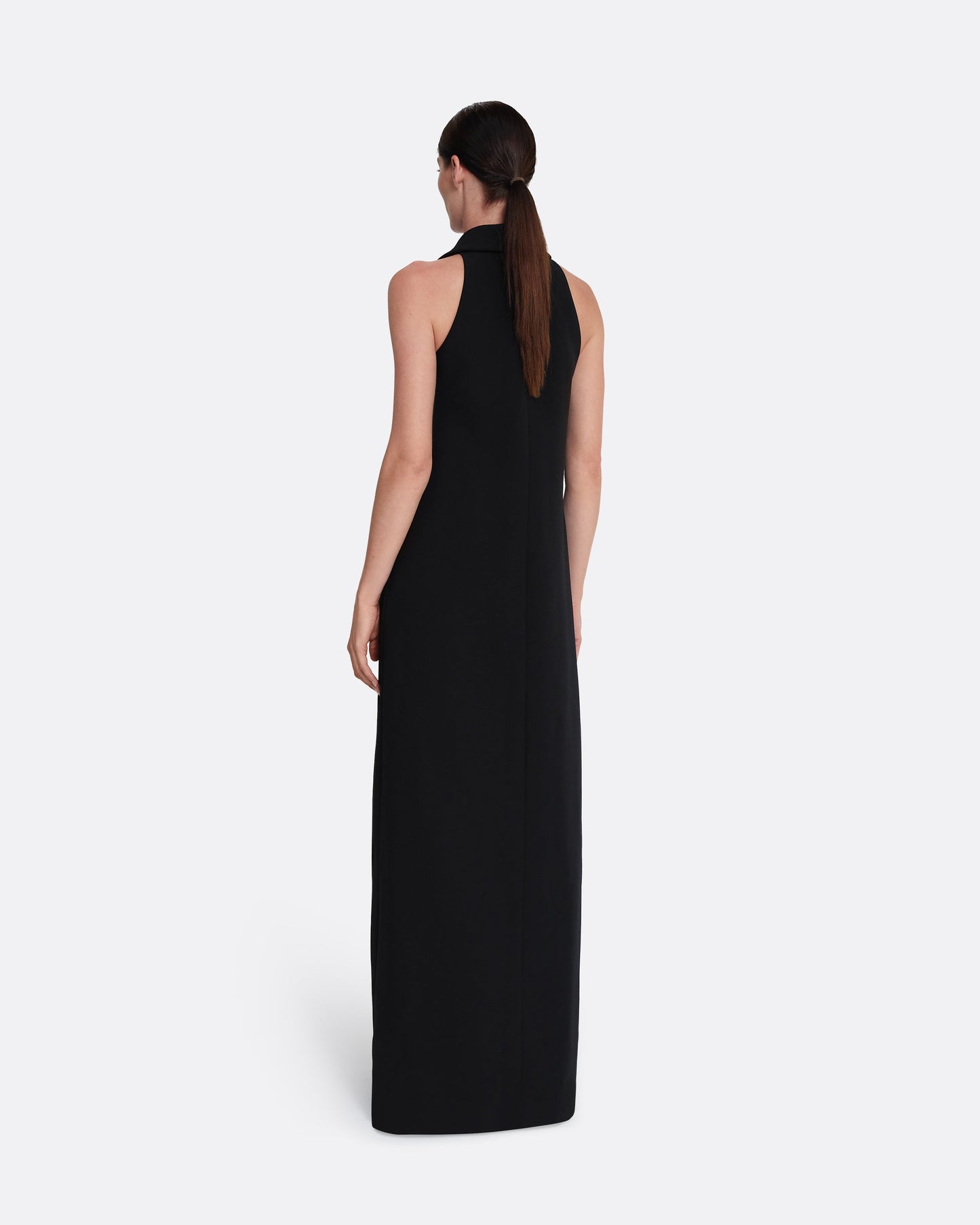 Collared, sleeveless open-front harness in BLACK