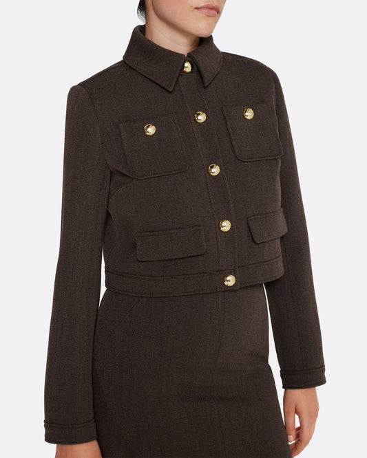 Long sleeves cropped jacket  in SOFT BROWN