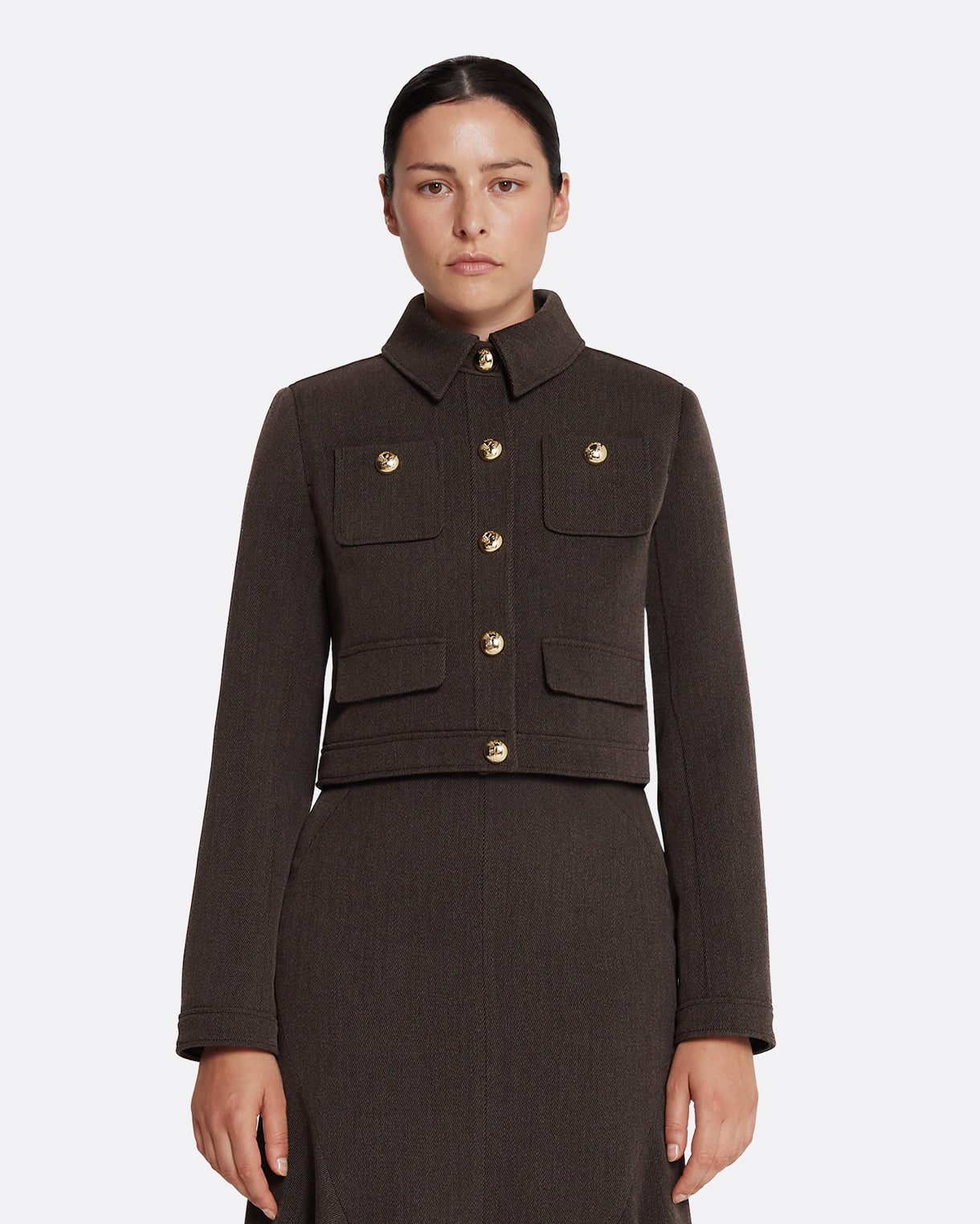 Long sleeves cropped jacket  in SOFT BROWN