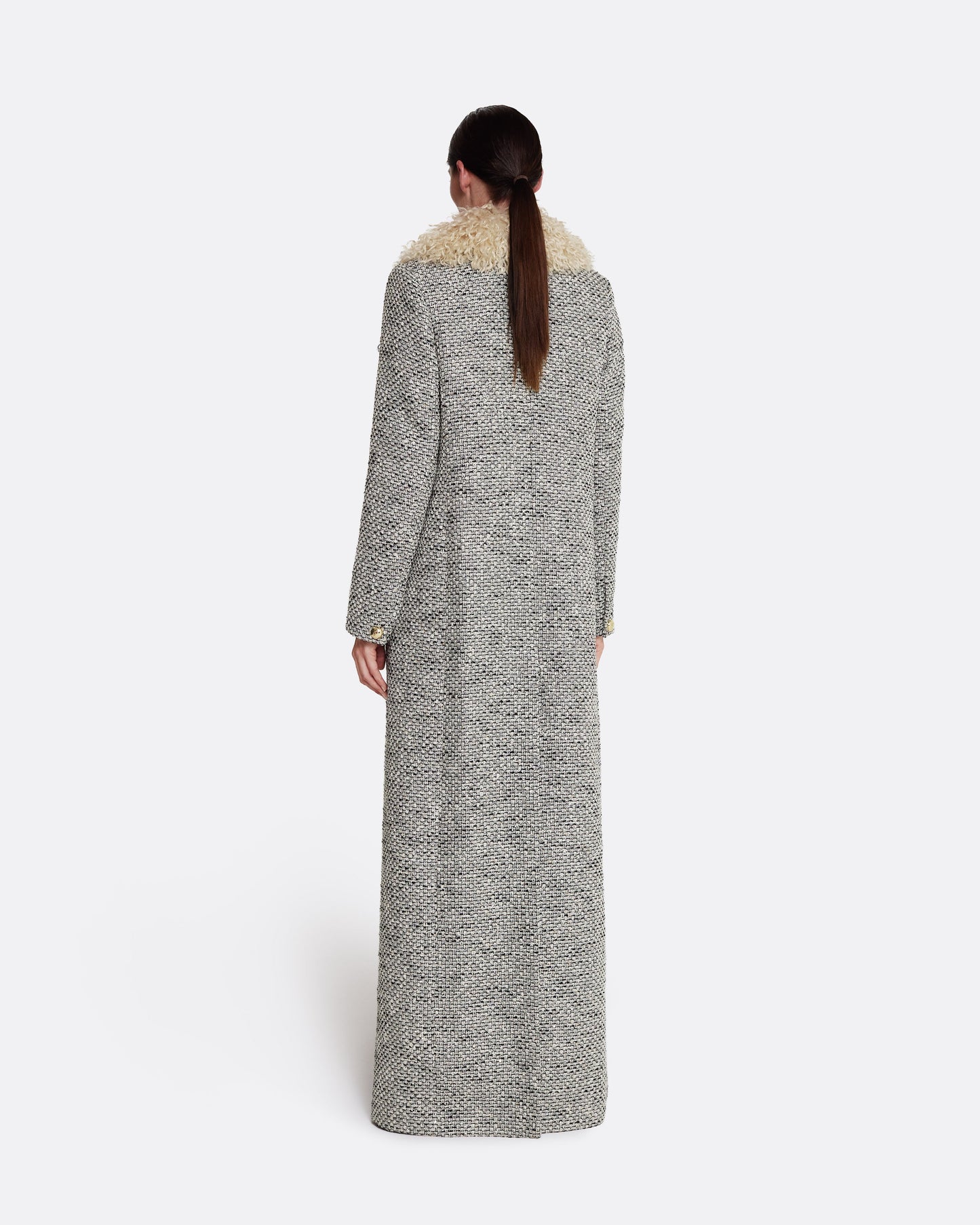 A-line maxi coat  in STONE ON GREYSCALE