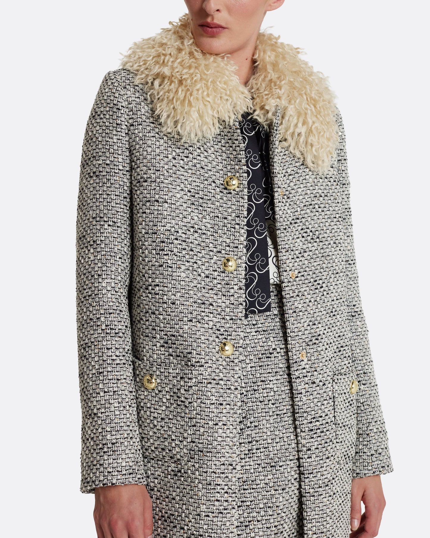 A-line maxi coat  in STONE ON GREYSCALE