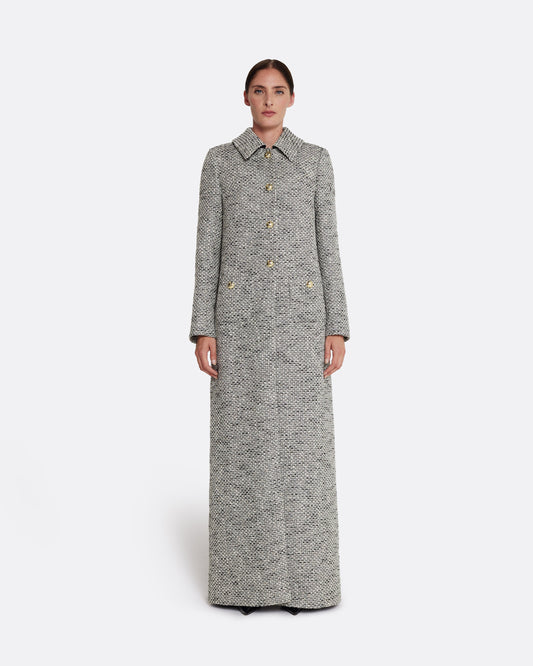 A-line maxi coat  in STONE ON GREYSCALE