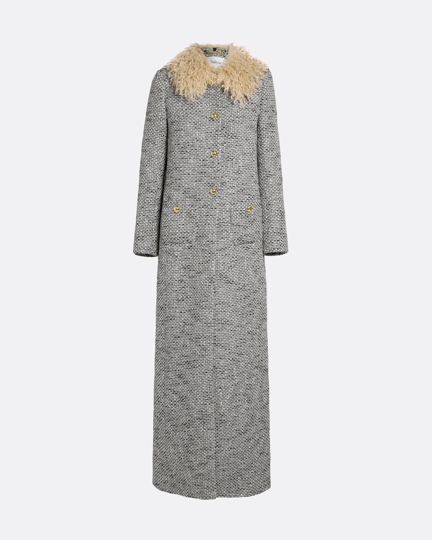 A-line maxi coat  in STONE ON GREYSCALE