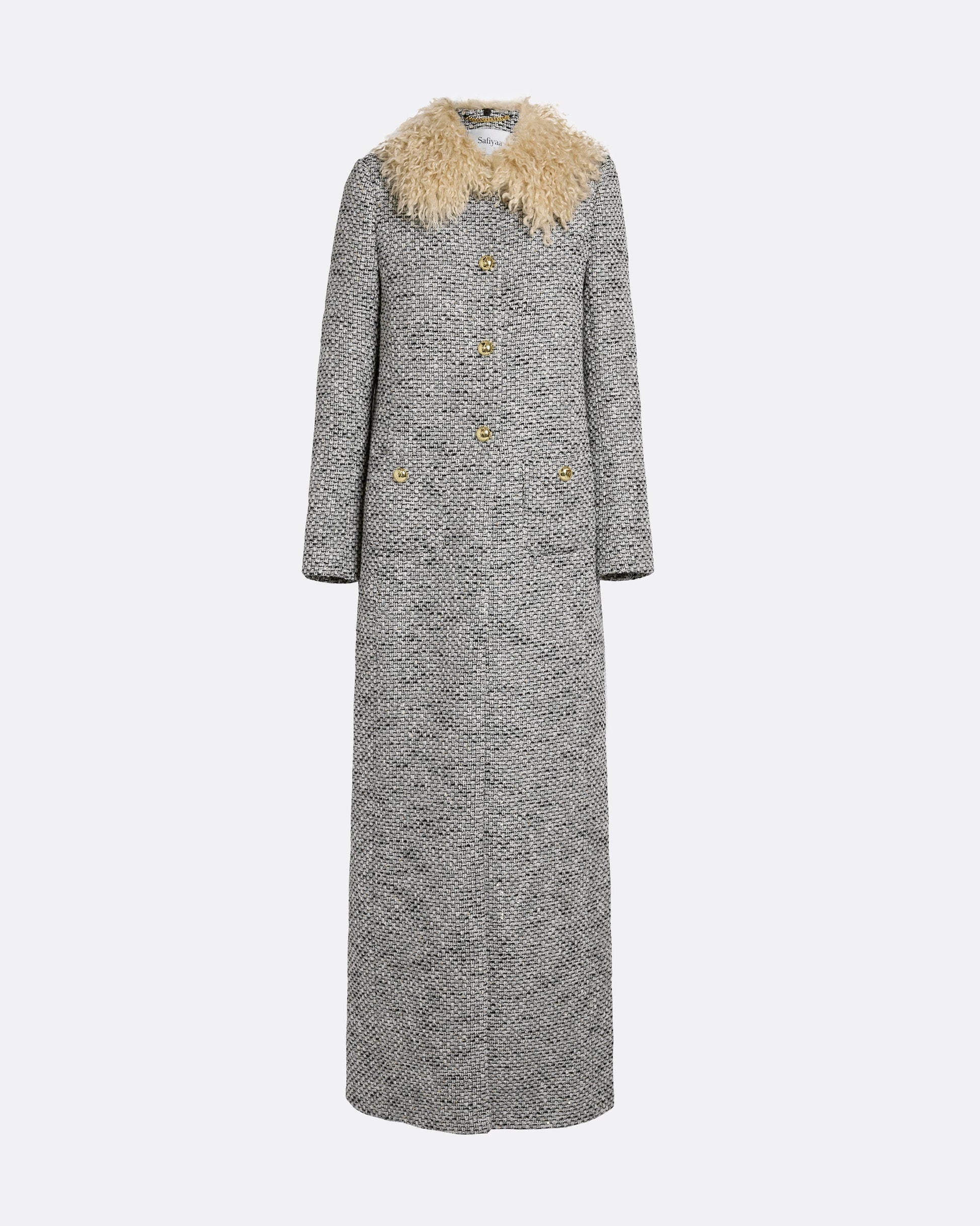 A-line maxi coat  in STONE ON GREYSCALE