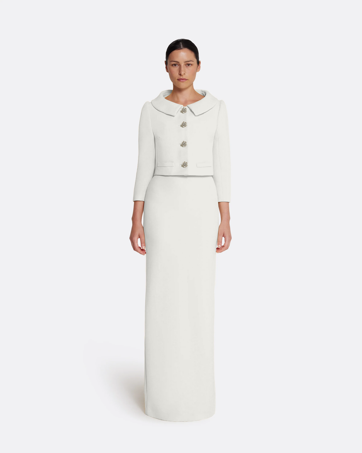 Brigitta Jacket in Ivory with Crystal