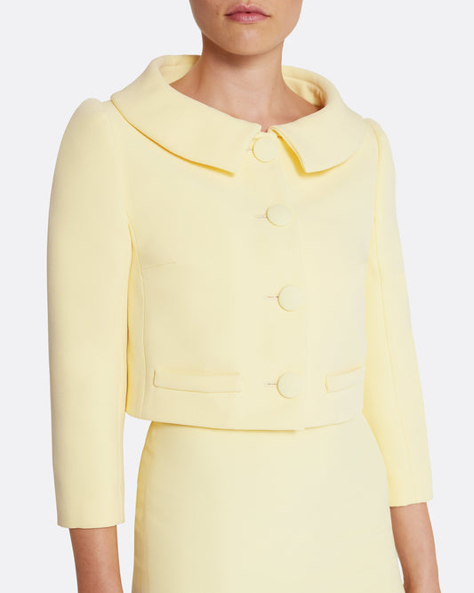 Cropped double-breasted tailored jacket in PALE YELLOW