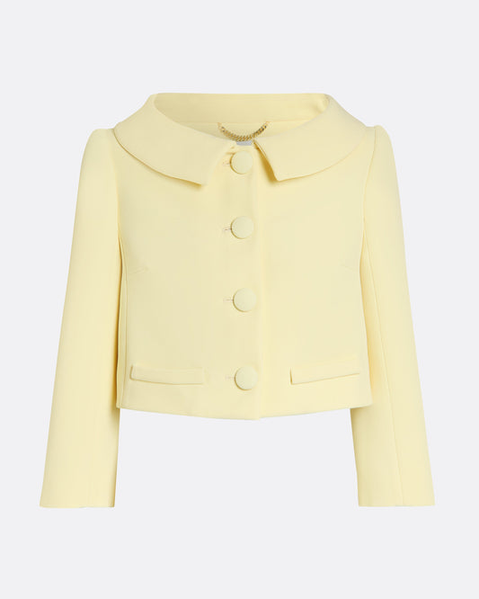 Cropped double-breasted tailored jacket in PALE YELLOW