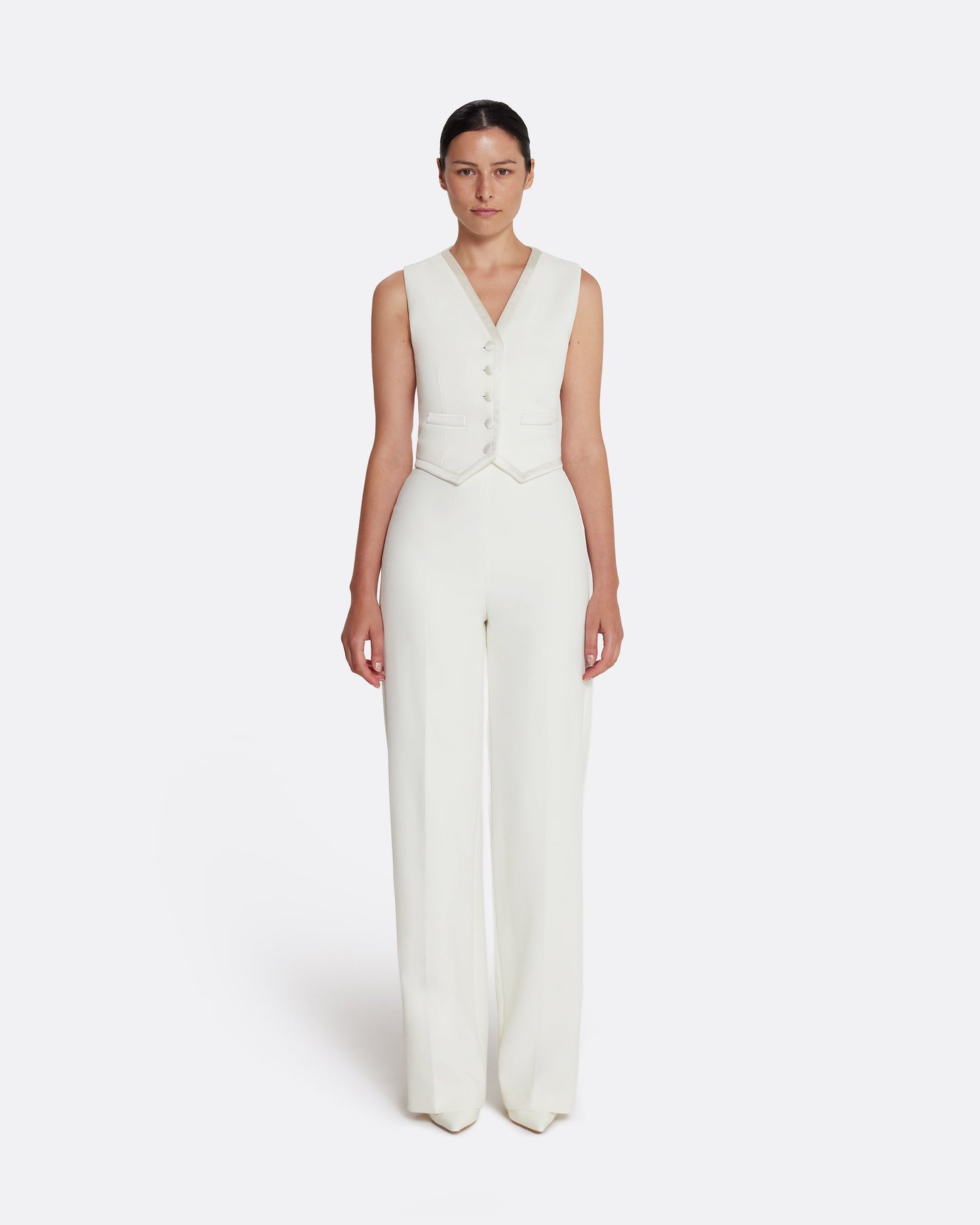 Single breasted, cropped waistcoat in IVORY