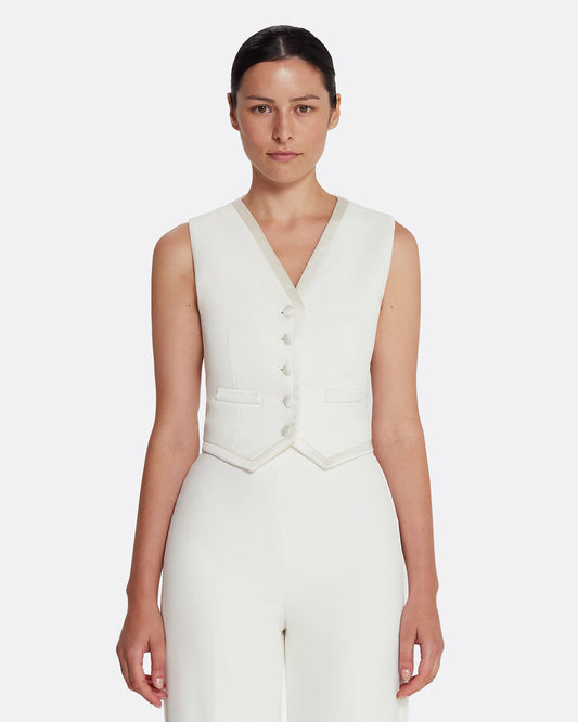 Single breasted, cropped waistcoat in IVORY