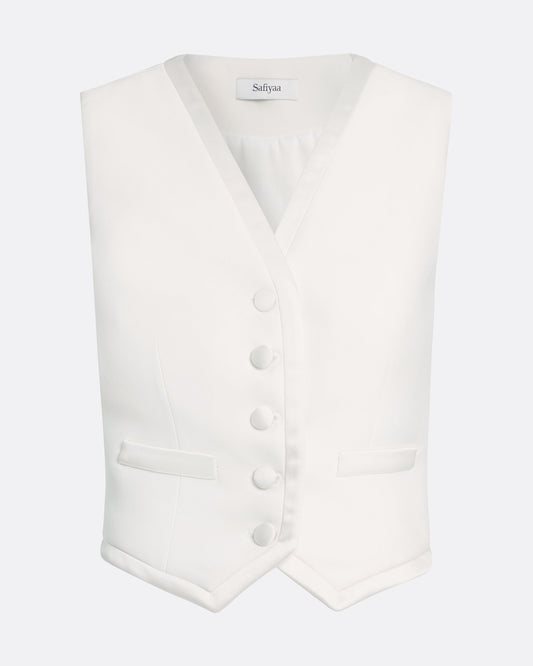Single breasted, cropped waistcoat in IVORY