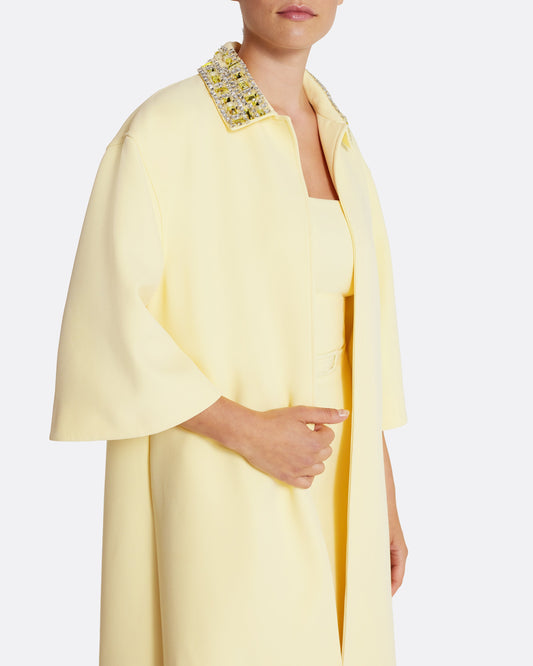A line maxi coat  in PALE YELLOW WITH GOLD