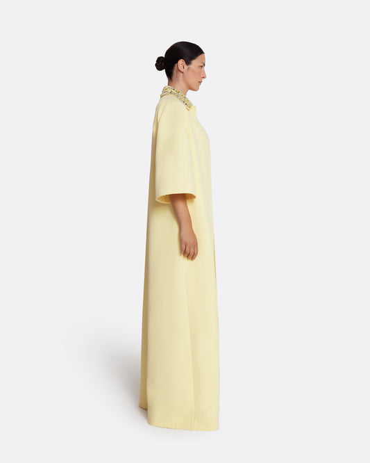 A line maxi coat  in PALE YELLOW WITH GOLD