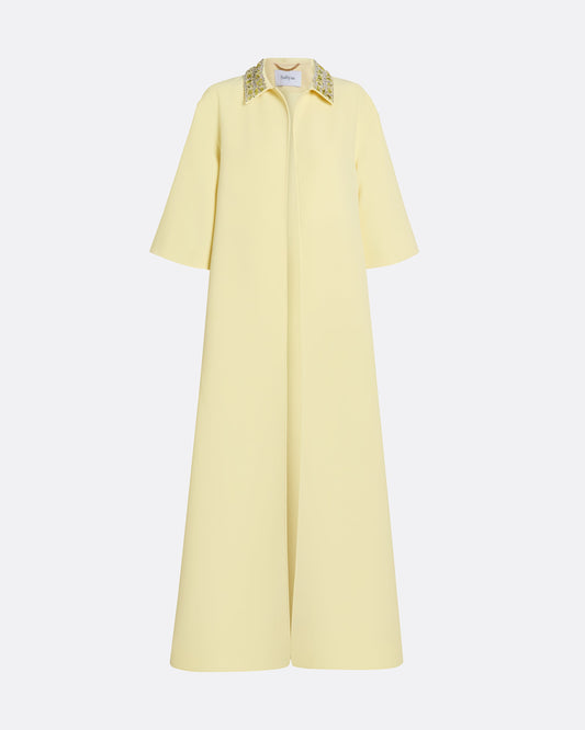 A line maxi coat  in PALE YELLOW WITH GOLD