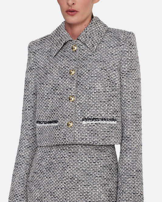 Cropped jacket with pocket details in STONE ON GREYSCALE W GREYSCALE