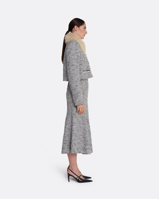 Cropped jacket with pocket details in STONE ON GREYSCALE W GREYSCALE