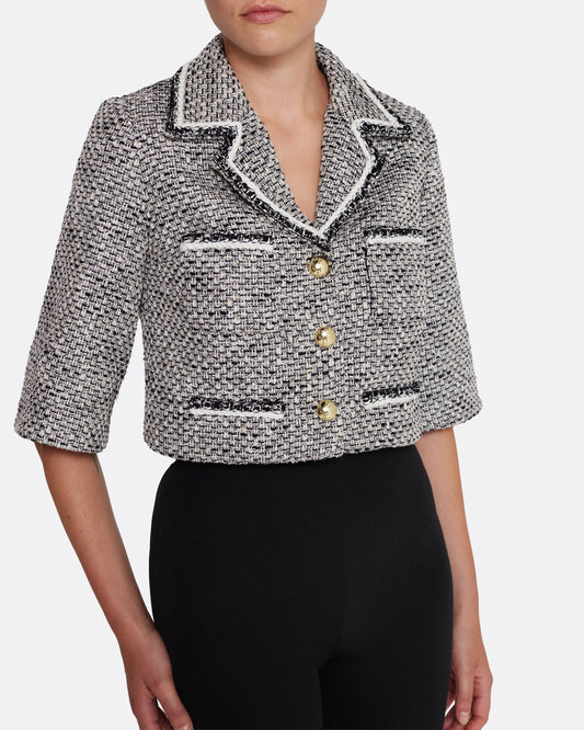 Cropped 3/4 sleeve jacket  in GREYSCALE WITH GREYSCALE