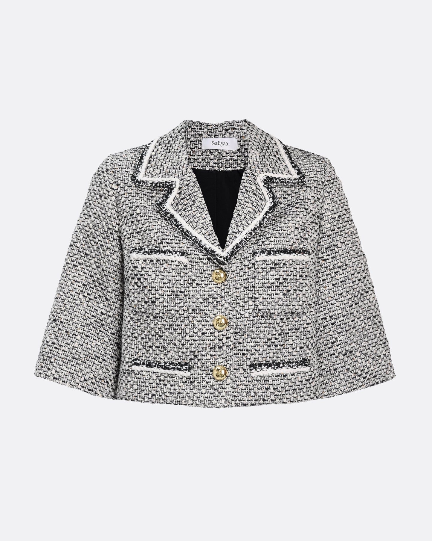 Cropped 3/4 sleeve jacket  in GREYSCALE WITH GREYSCALE
