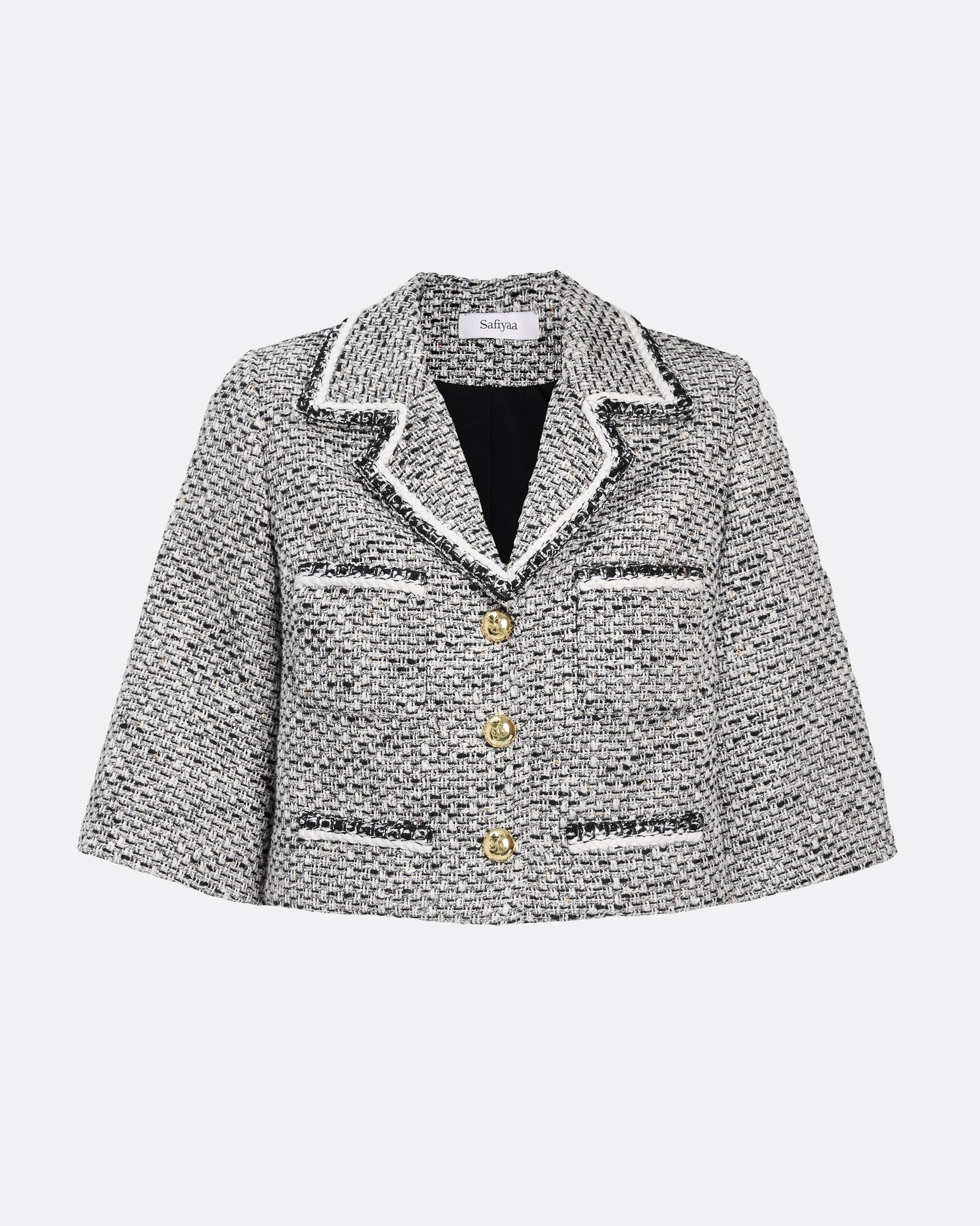 Cropped 3/4 sleeve jacket  in GREYSCALE WITH GREYSCALE
