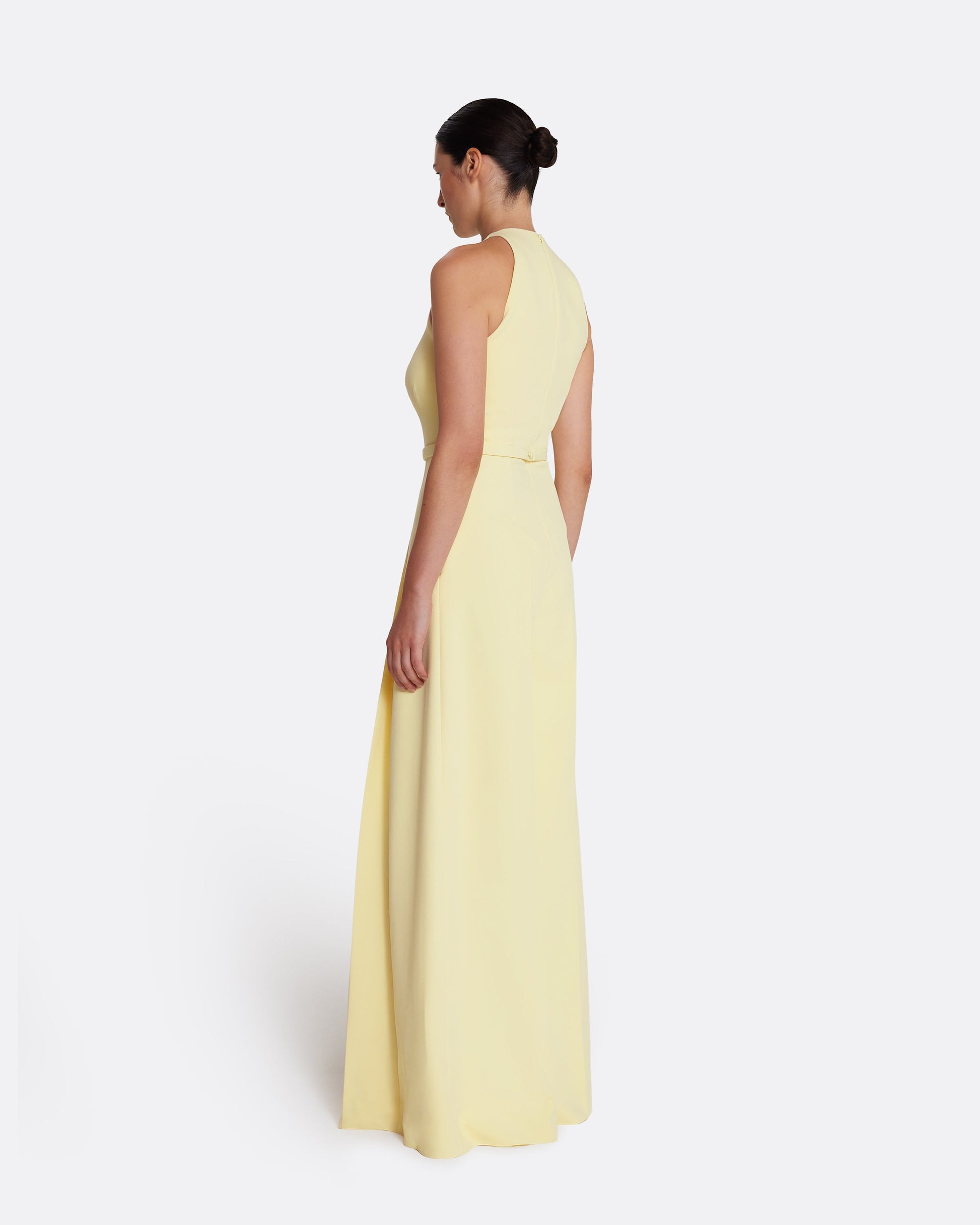 wide leg jumpsuit with modern, crew neck  in PALE YELLOW