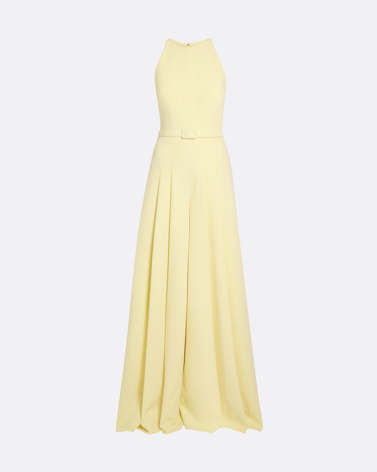 wide leg jumpsuit with modern, crew neck  in PALE YELLOW