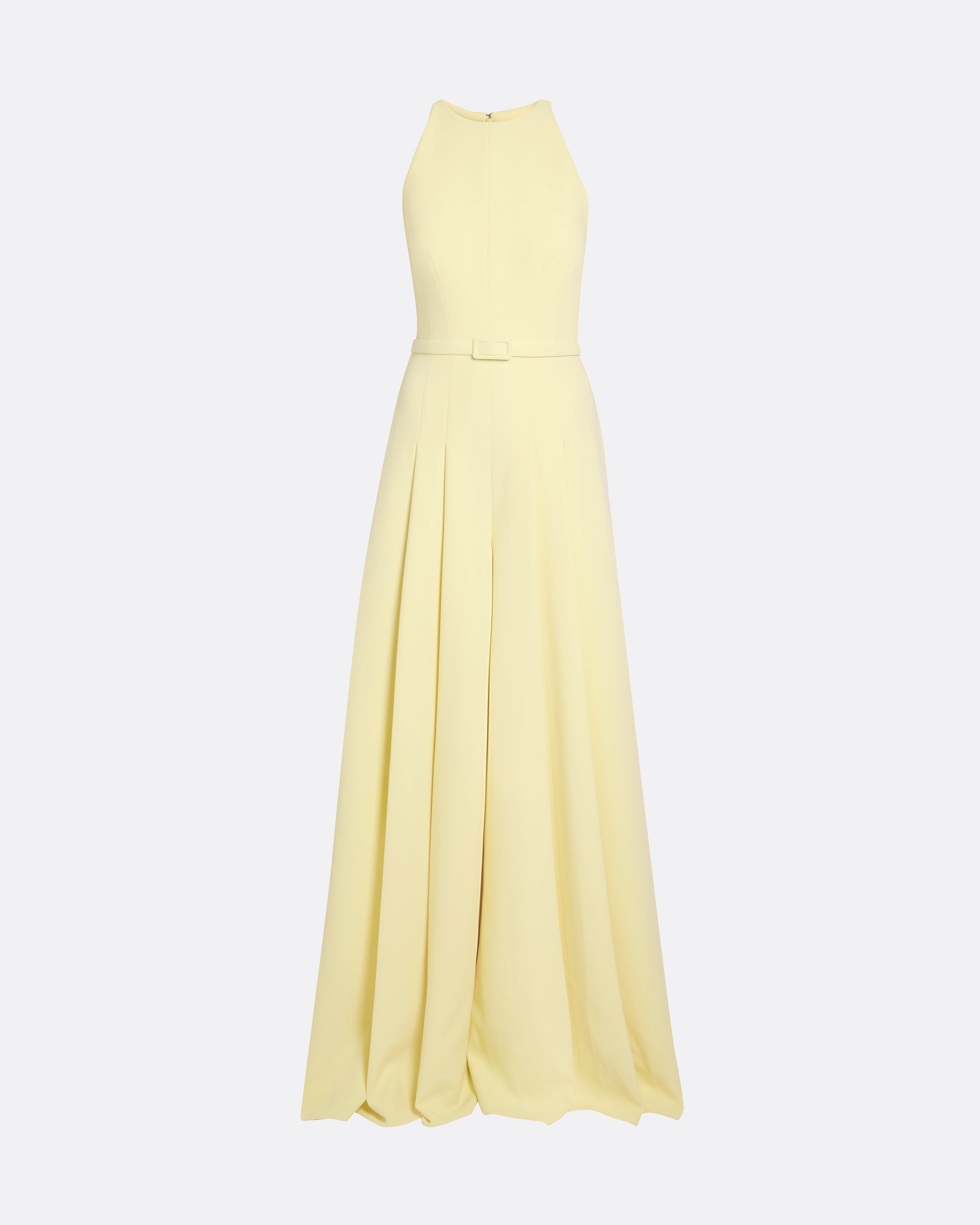 wide leg jumpsuit with modern, crew neck  in PALE YELLOW