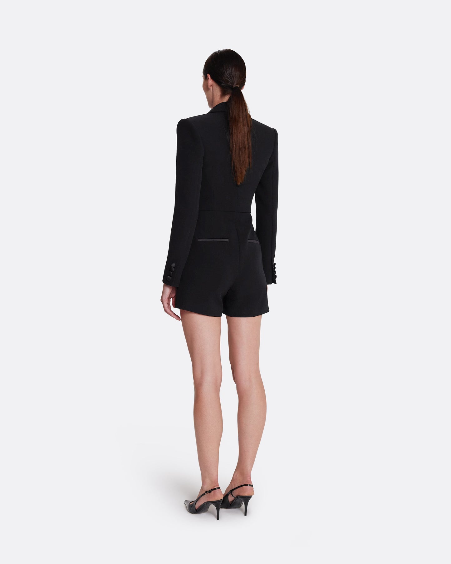 Short Jumpsuit With Top Overlay in BLACK