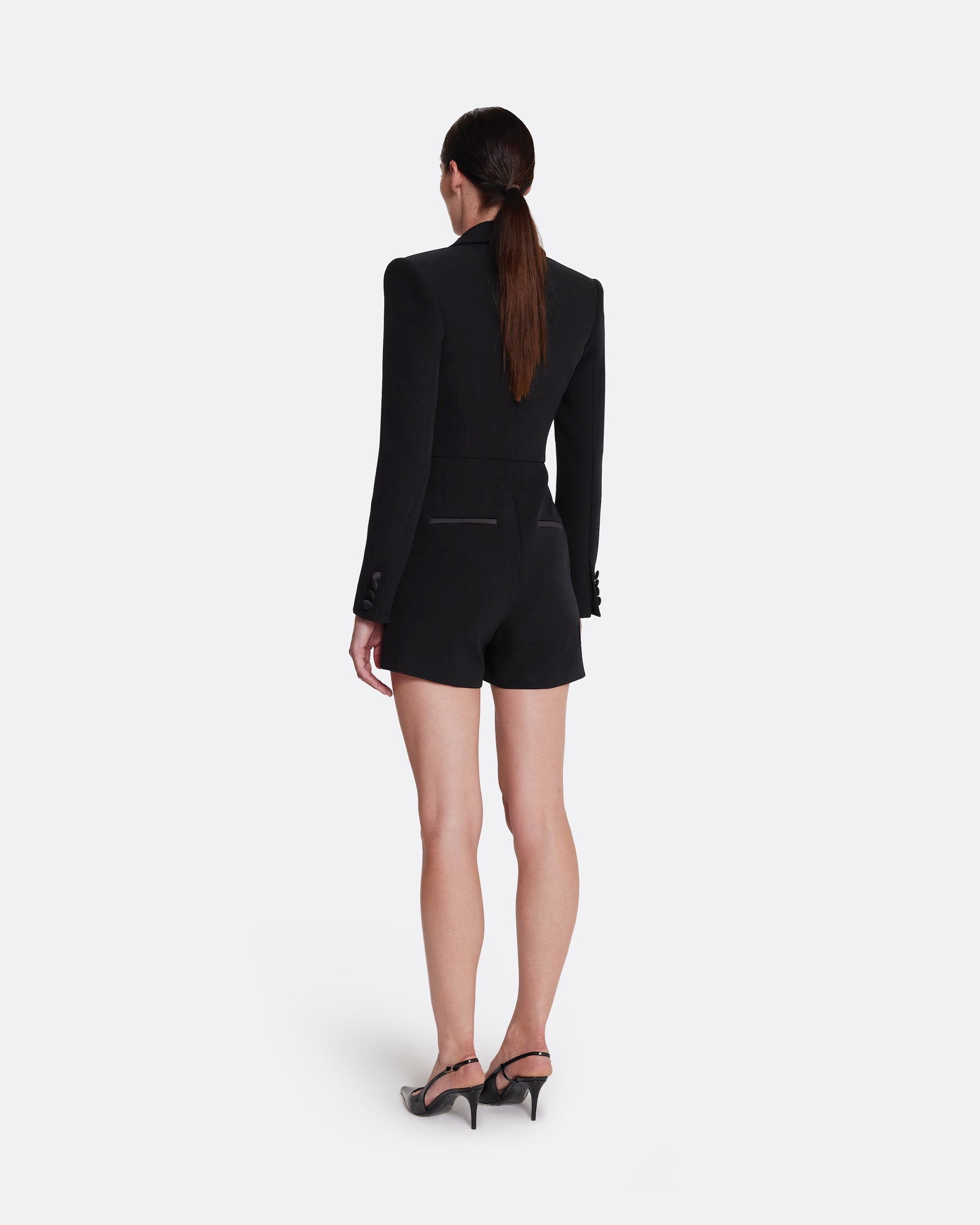 Short Jumpsuit With Top Overlay in BLACK