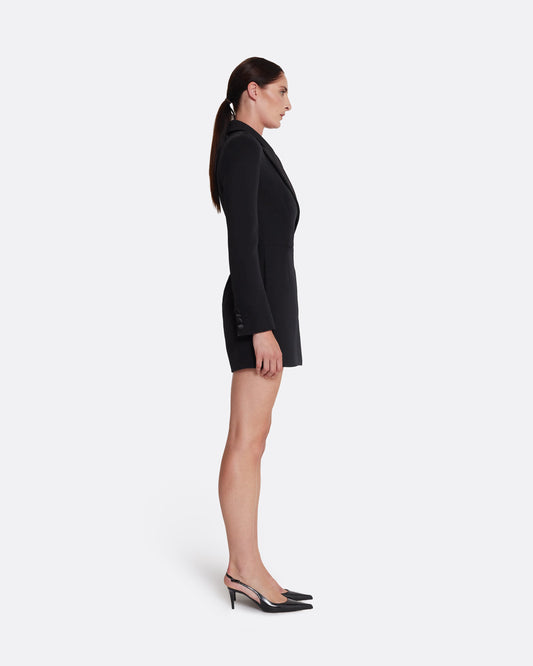 Short Jumpsuit With Top Overlay in BLACK