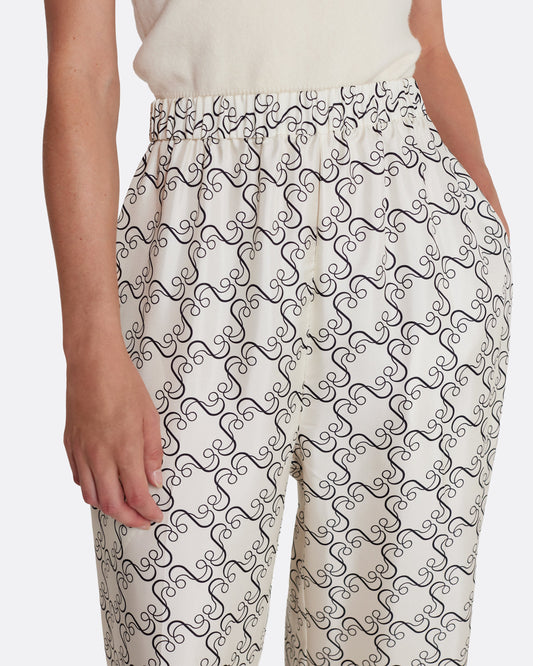 Loose-fit straight-leg pant in BLACK ON ECRU