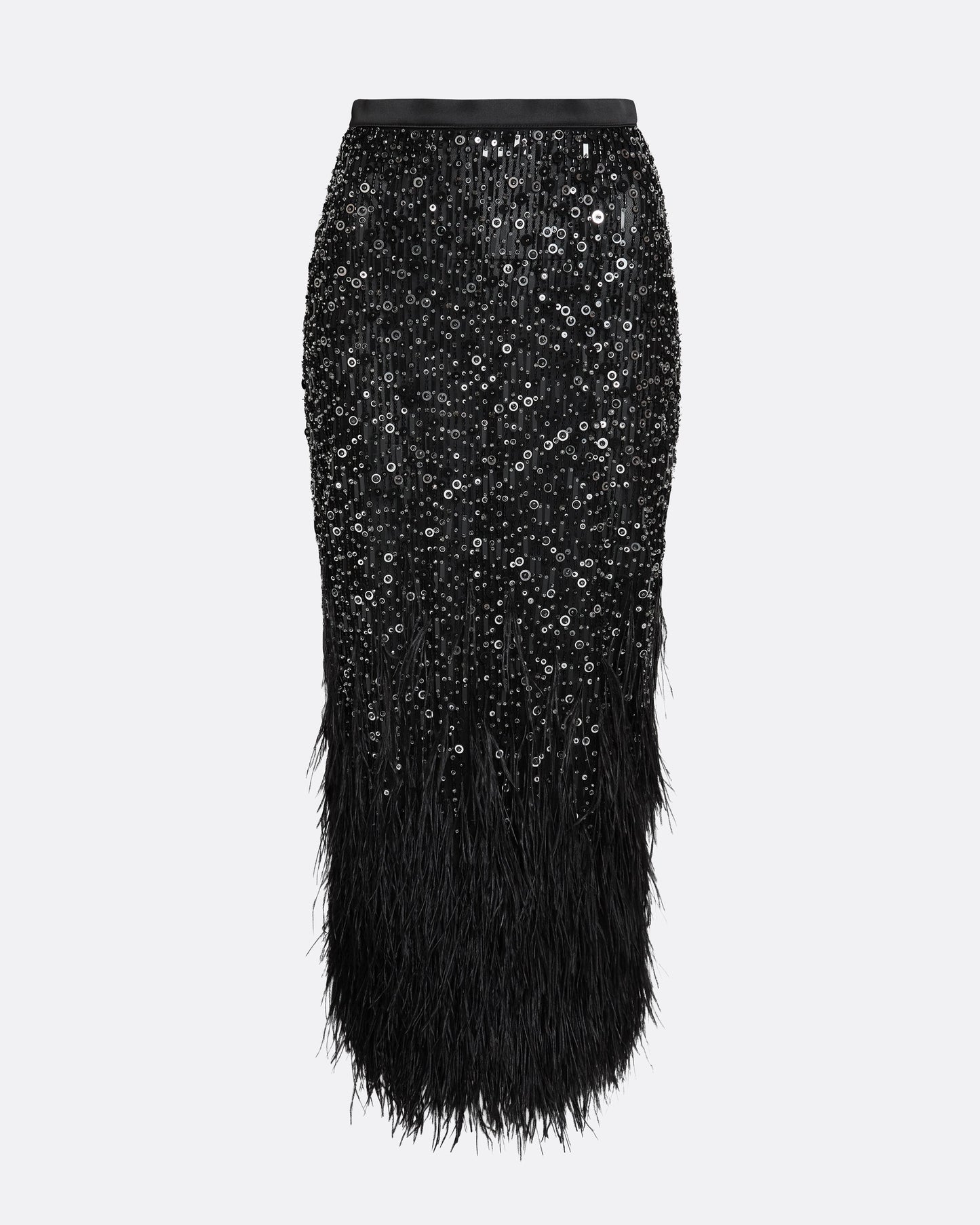Vivica Skirt in Black with Feather Embellishment