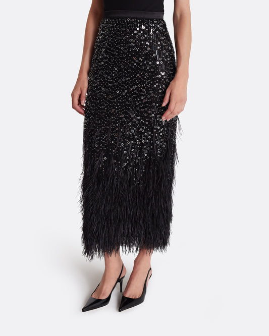 Column midi skirt in BLACK WITH JET